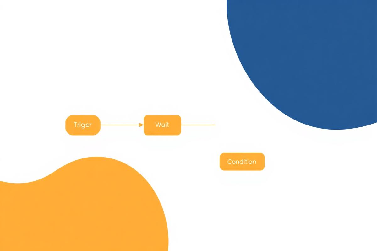 Automation workflow diagram with trigger, wait, send, and condition steps